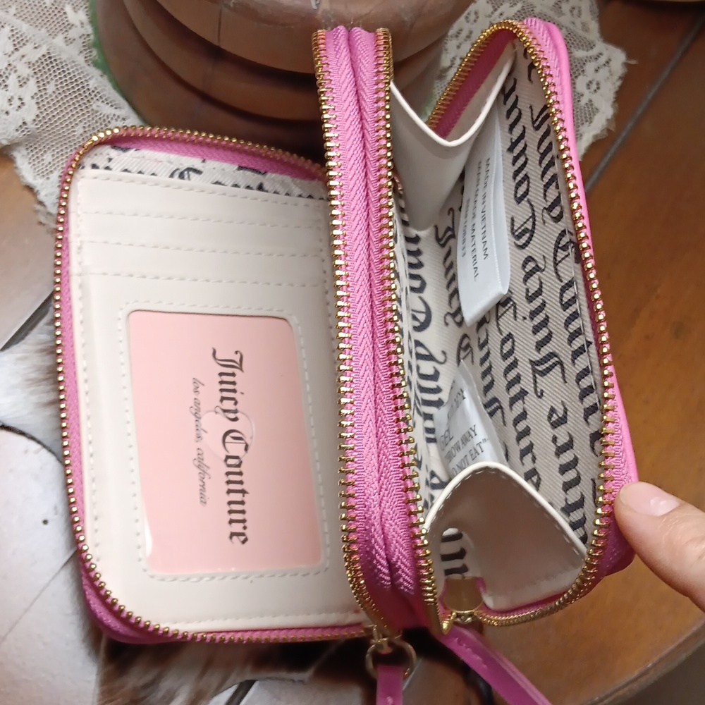 NWT Juicy Couture Wallet - Colorful Love Double Zip Around Pink and Gold - Picture 2 of 3